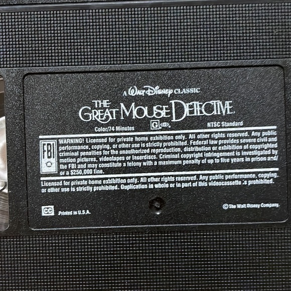 The Great Mouse Detective vhs tape, GUC - Picture 3 of 3